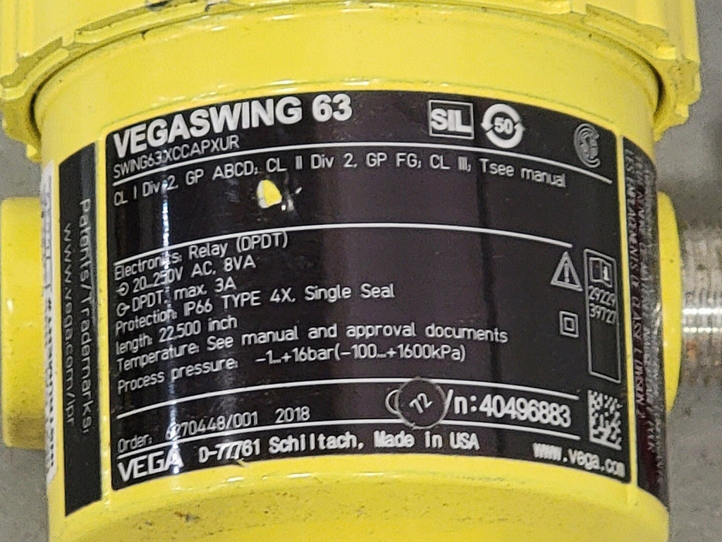 VEGA Vegaswing 63 Vibrating Liquid Level Switch SWING63.XCCAPXUR