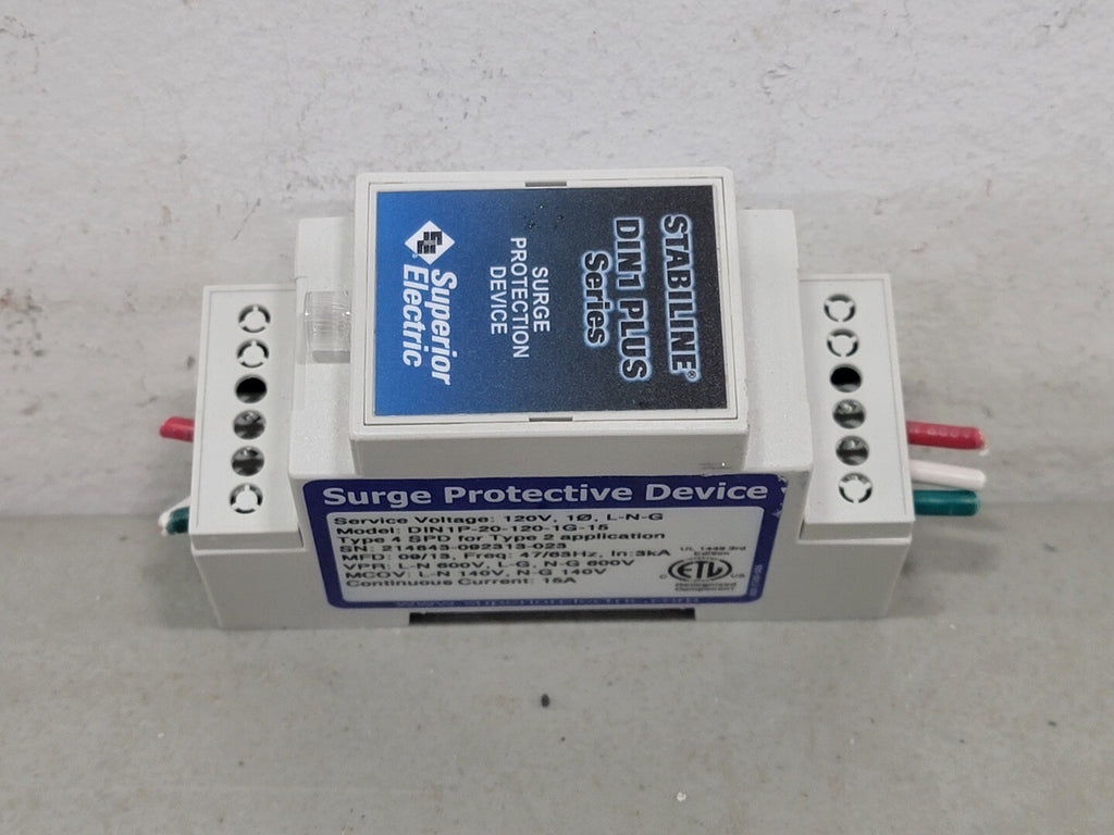 SUPERIOR ELECTRIC 15 Amp Surge Protective Device DIN1P-20-120-1G-15