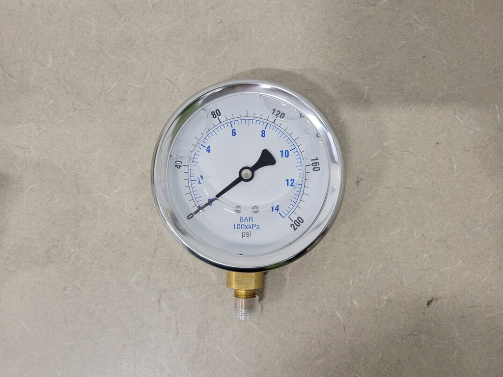 PIC GAUGES 4" Pressure Gauge 0-200 PSI, 1/4" NPT, 201L-404G
