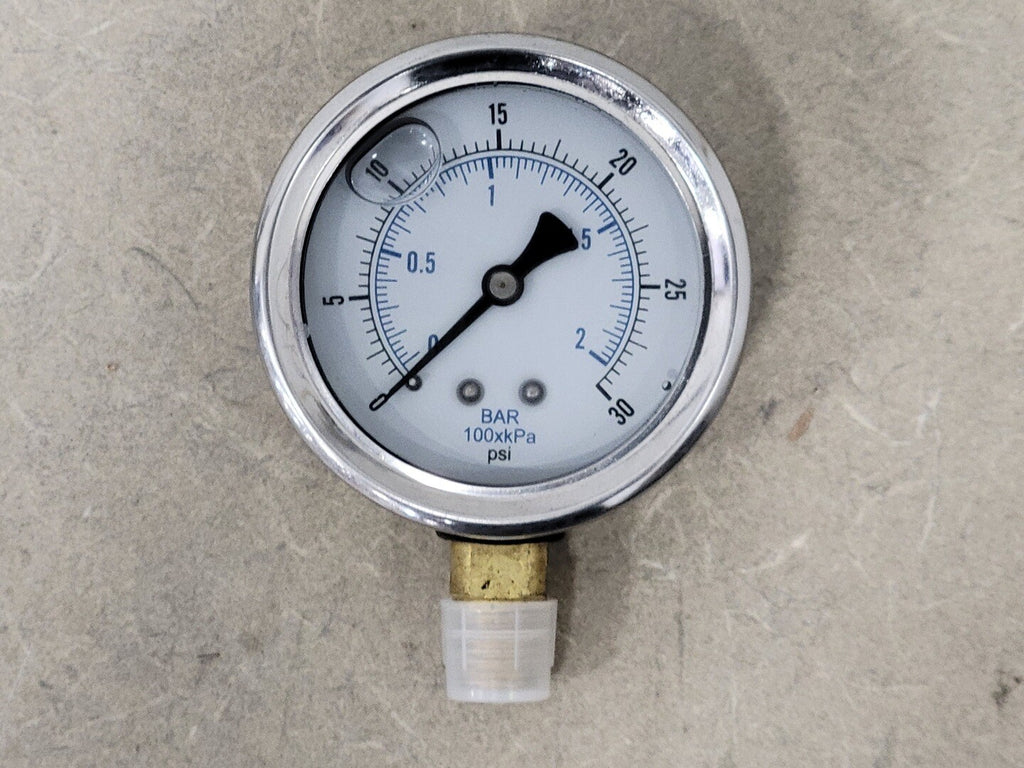 PIC GAUGES 2-1/2" Pressure Gauge 0-30 PSI, 1/4" NPT, 201L-254C