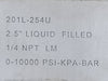 2-1/2" Liquid Filled Pressure Gauge 1/4" NPT LM 0-1000psi, 201L-254U