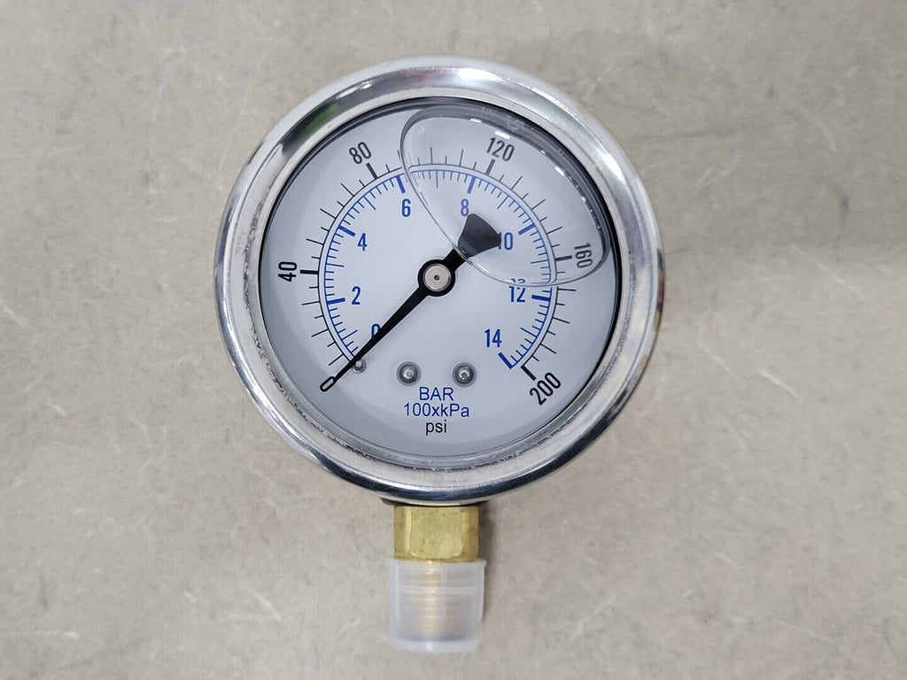 PIC GAUGES 2-1/2" Pressure Gauge 200 PSI,  1/4" NPT, 201L-254G