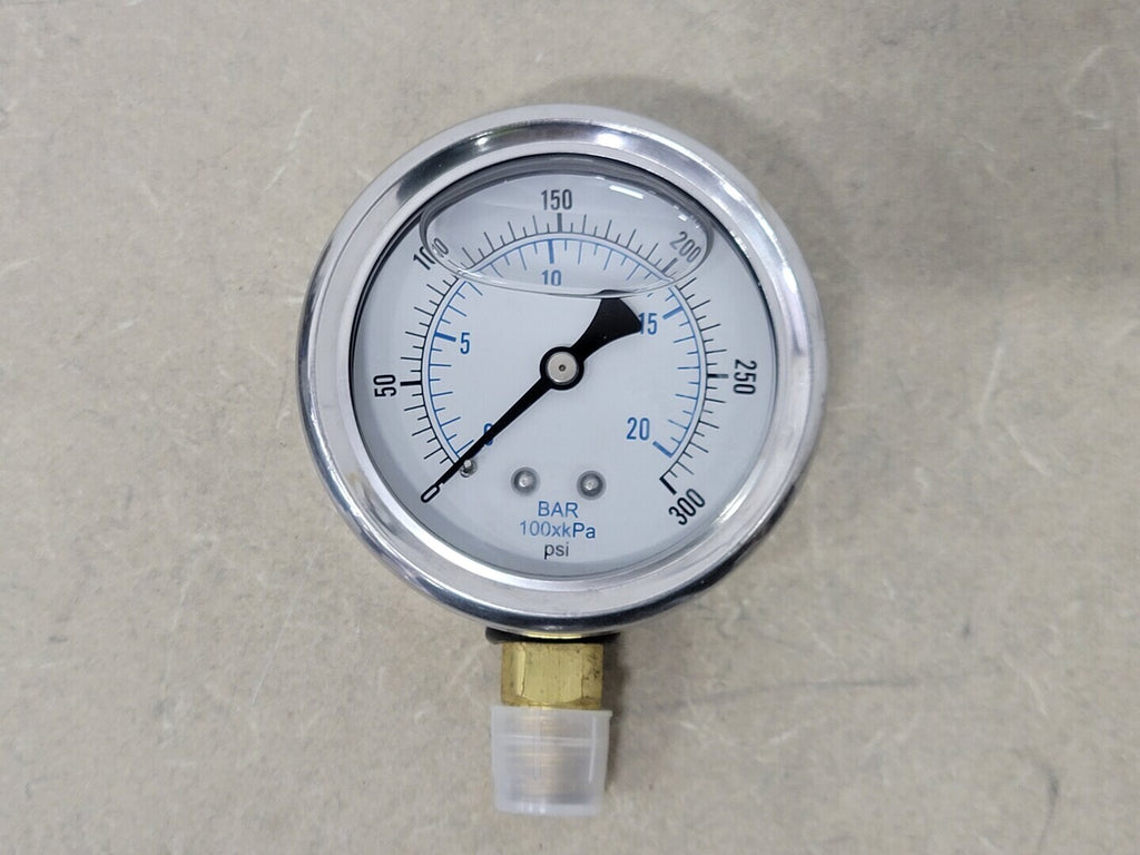 PIC GAUGES 2-1/2" Pressure Gauge 0-300 PSI, 1/4" NPT, 201L-254H