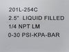 PIC GAUGES 2-1/2" Pressure Gauge 0-30 PSI, 1/4" NPT, 201L-254C