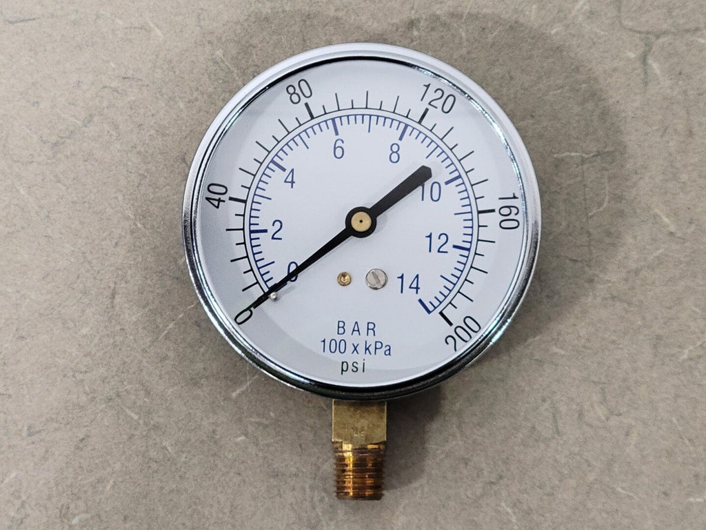 PIC GAUGES 3-1/2" Pressure Gauge 200 PSI, 1/4" NPT, 101D-354G