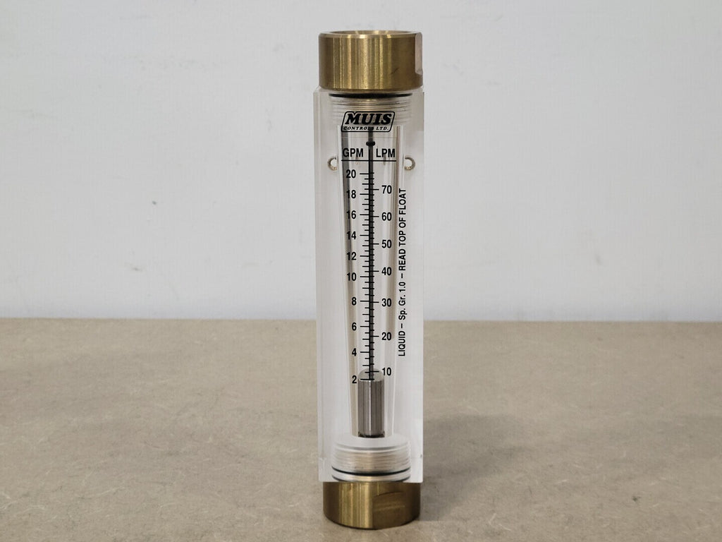 MUIS CONTROLS 20GPM Acrylic Tube Flow Meters 7510-13-6A-06