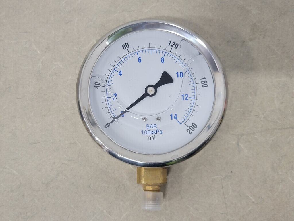 PIC GAUGES 4" Pressure Gauge 0-200 PSI, 1/4" NPT, 201L-404G