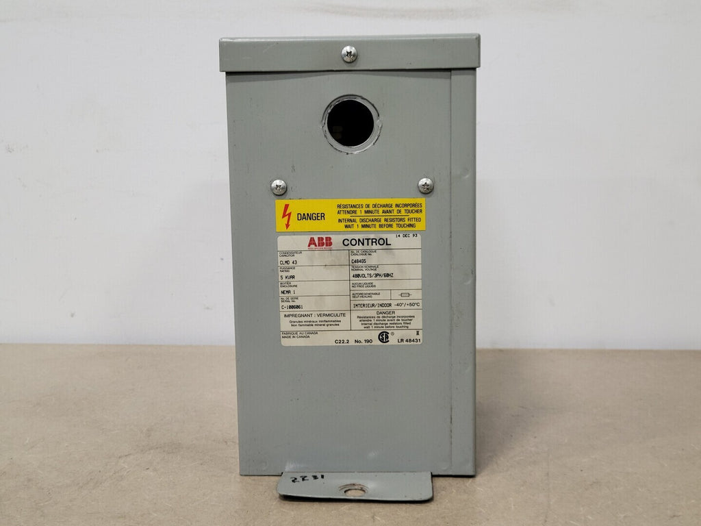 ABB 5KVAR 480V 3Ph 60Hz Capacitor CLMD-43, C484G5