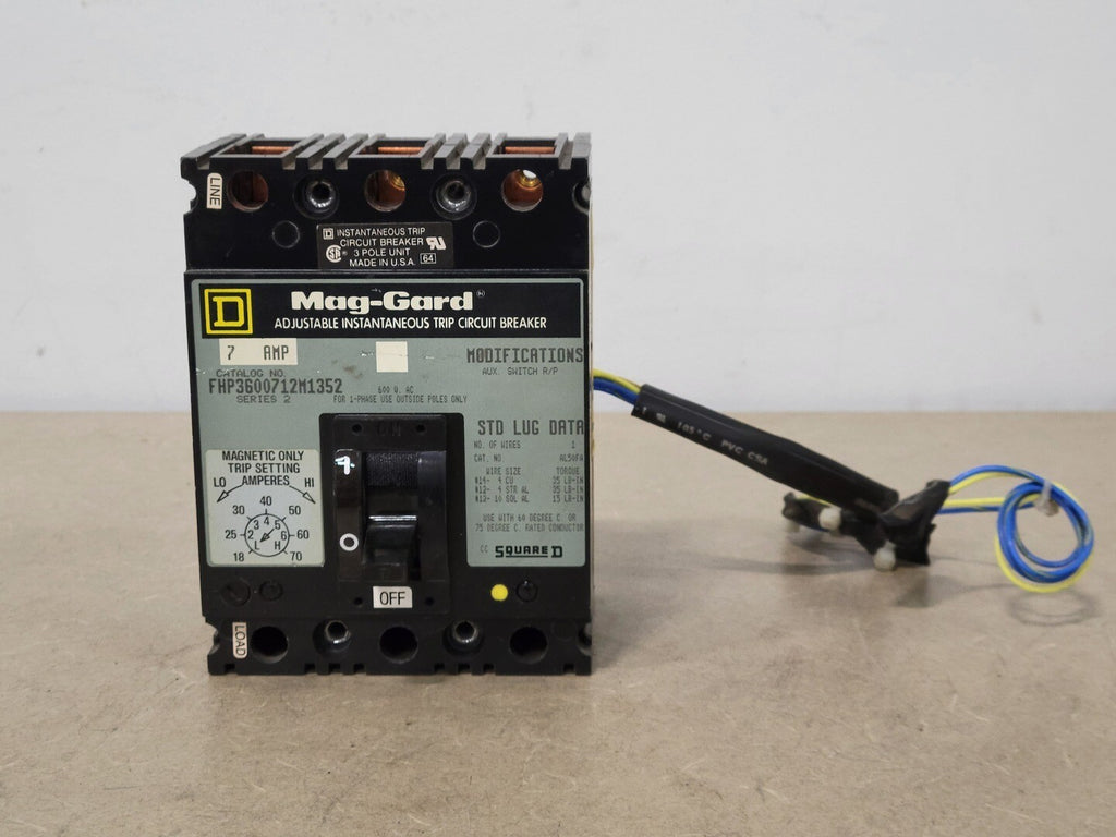 SQUARE D 7 Amp, 3 Pole, 600 volts Circuit Breaker FHP3600712M1352