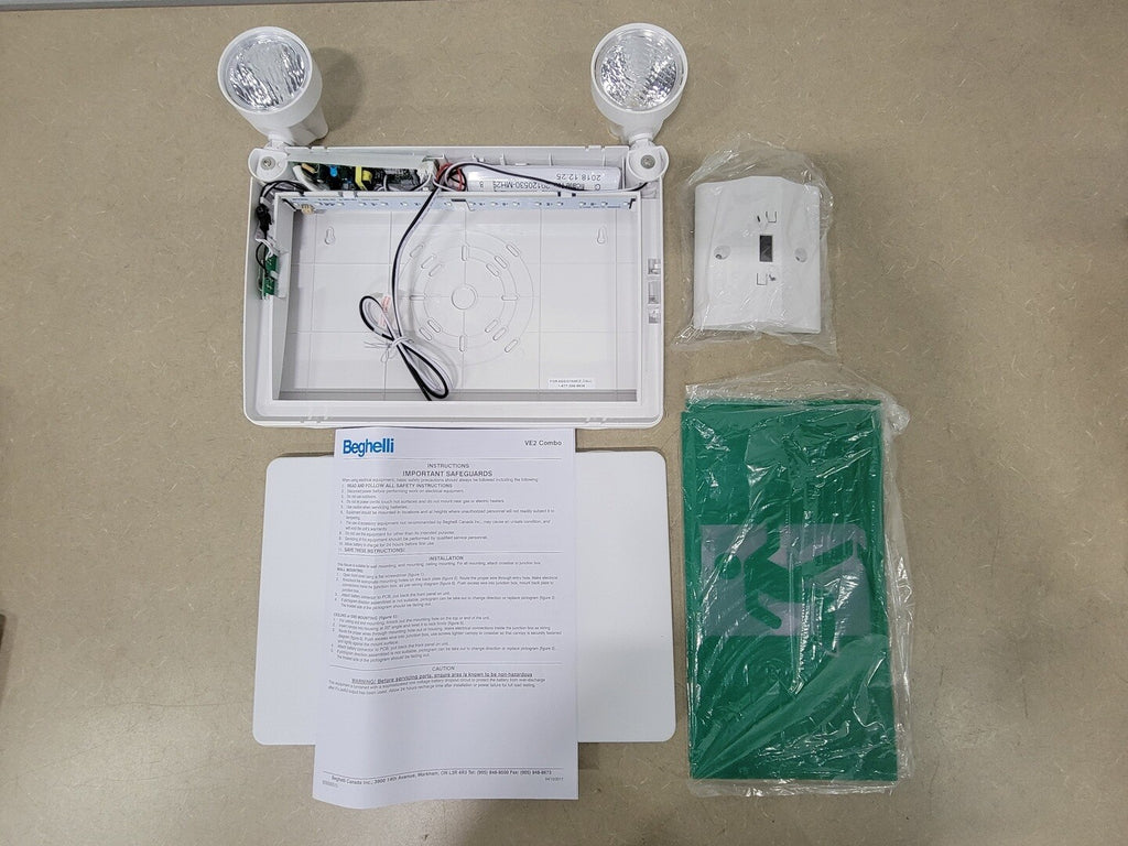 BEGHELLI 0.02 Amp Emergency Exit Sign VE2-RM-L-U-0LR-M