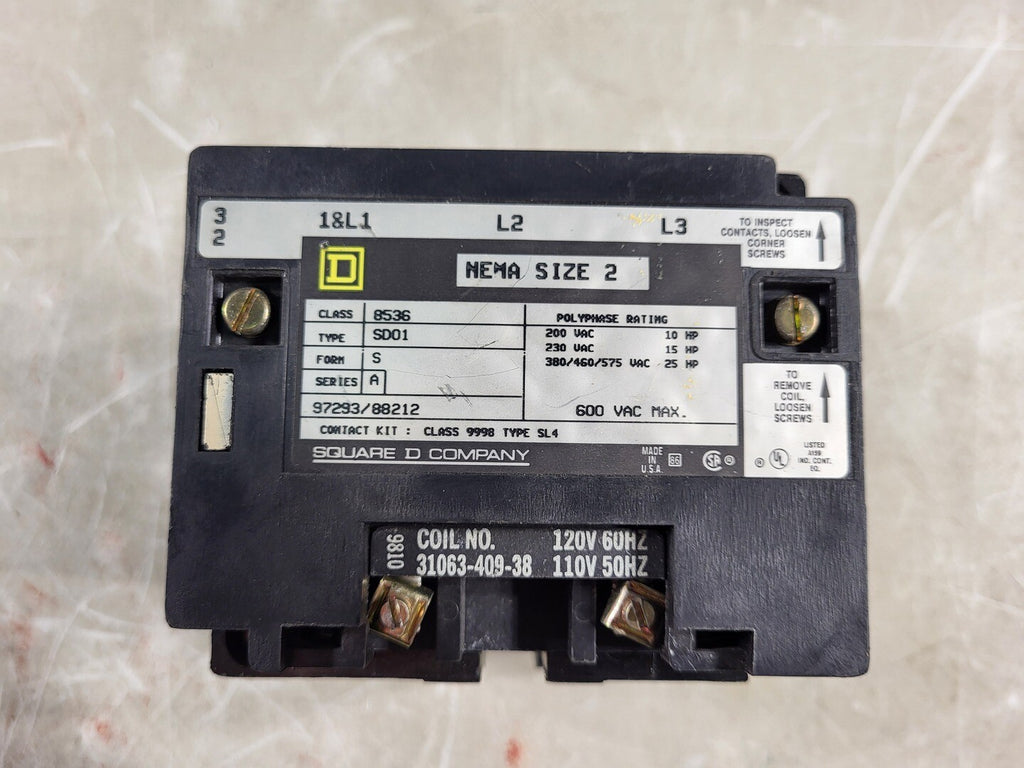 SQUARE D 25 hp, NEMA Size 2, 110/120 VAC Coil Reversing Starter 8536SDO1V02S