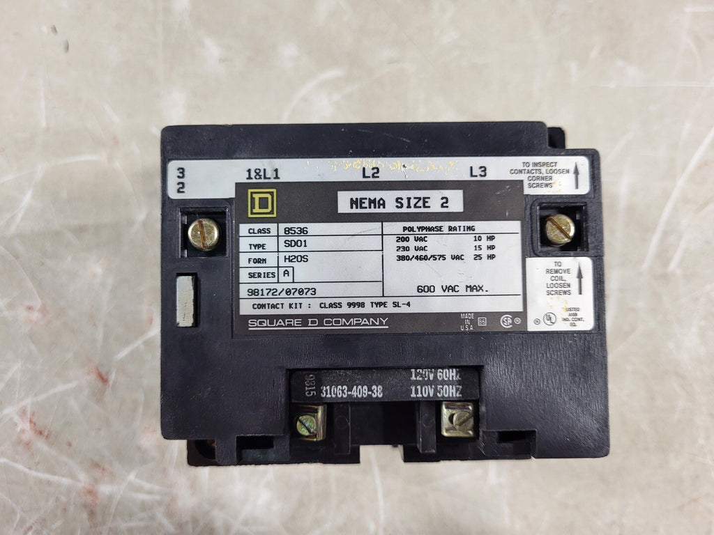 SQUARE D 25 hp, NEMA Size 2, 110/120 VAC Coil Reversing Starter 8536SD01V02