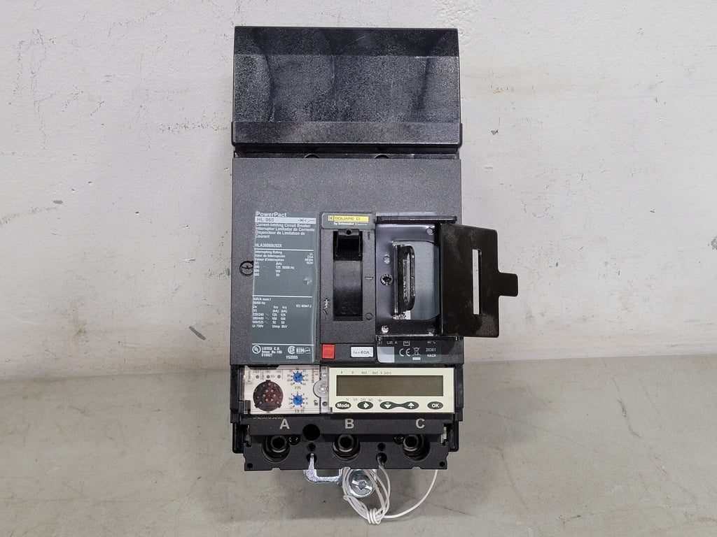 SQUARE D 60 Amp, 3 Pole, 600 volts Circuit Breaker HLA36060U53X w/ Trip Unit