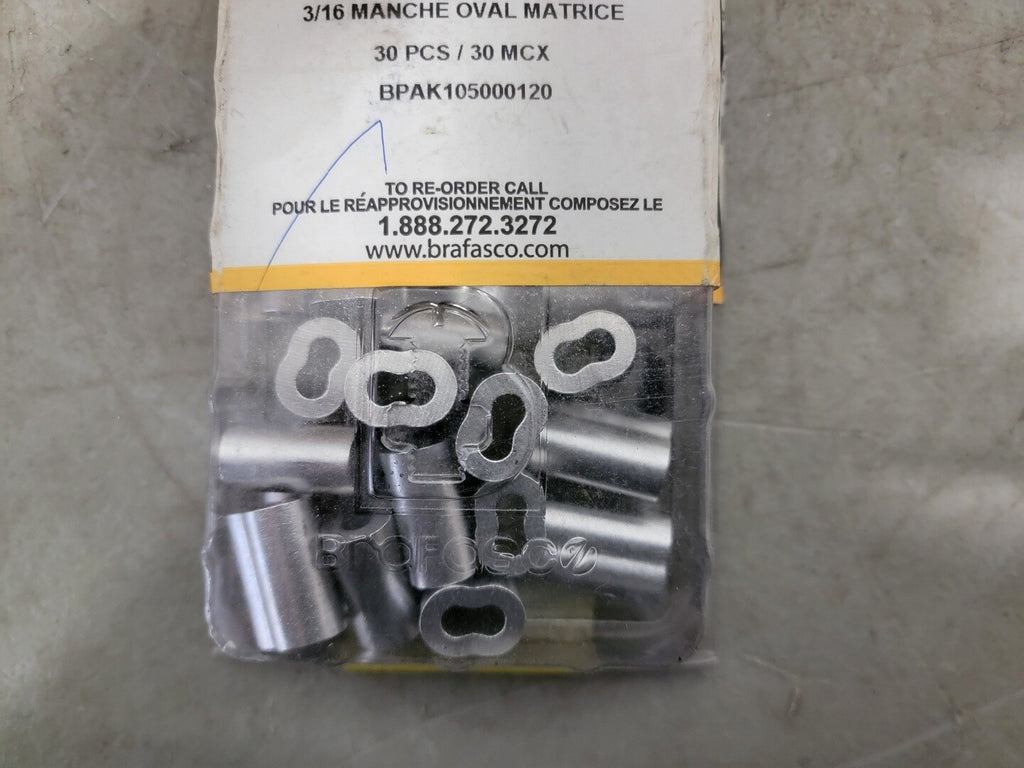 BRAFASCO 3/16" Oval Swage Sleeve BPAK105000120 (Box of 30)