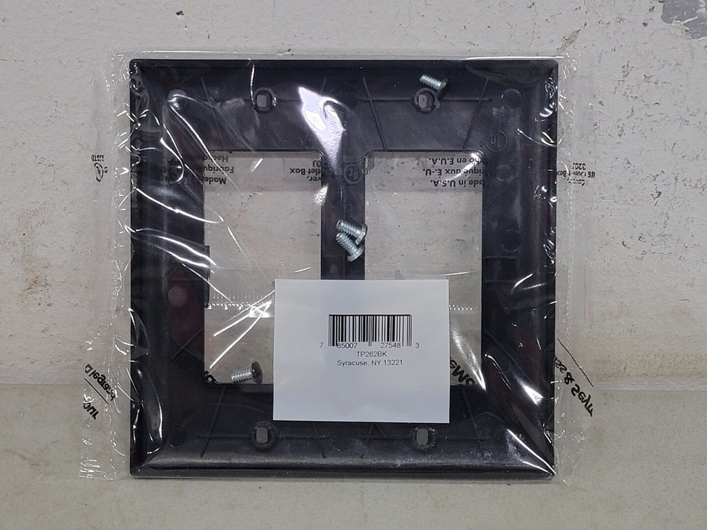 PASS & SEYMOUR 2-Gang Wall Plate TP262-BK, 2 Decorator, Black (Box of 22)