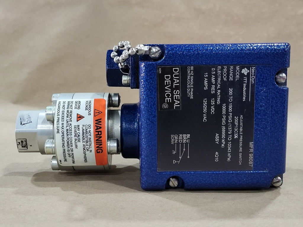 ITT INDUSTRIES 200-1500 psig Adjustable Pressure Switch 200P13C3