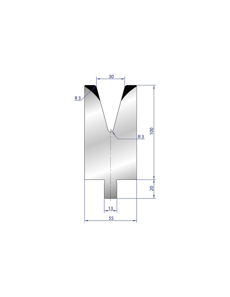 EUROSTAMP Part No. 3213 @ 200mm 30 Degree Single V Die