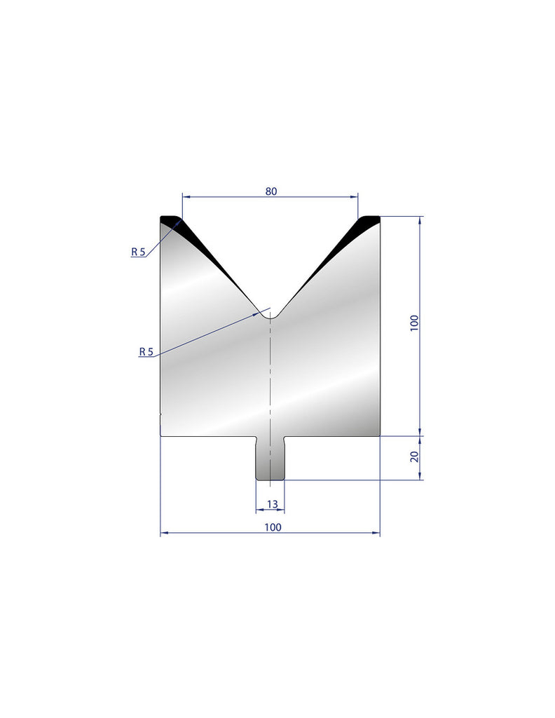 EUROSTAMP Part No. 3221 @ 50mm 80 Degree Single V Die
