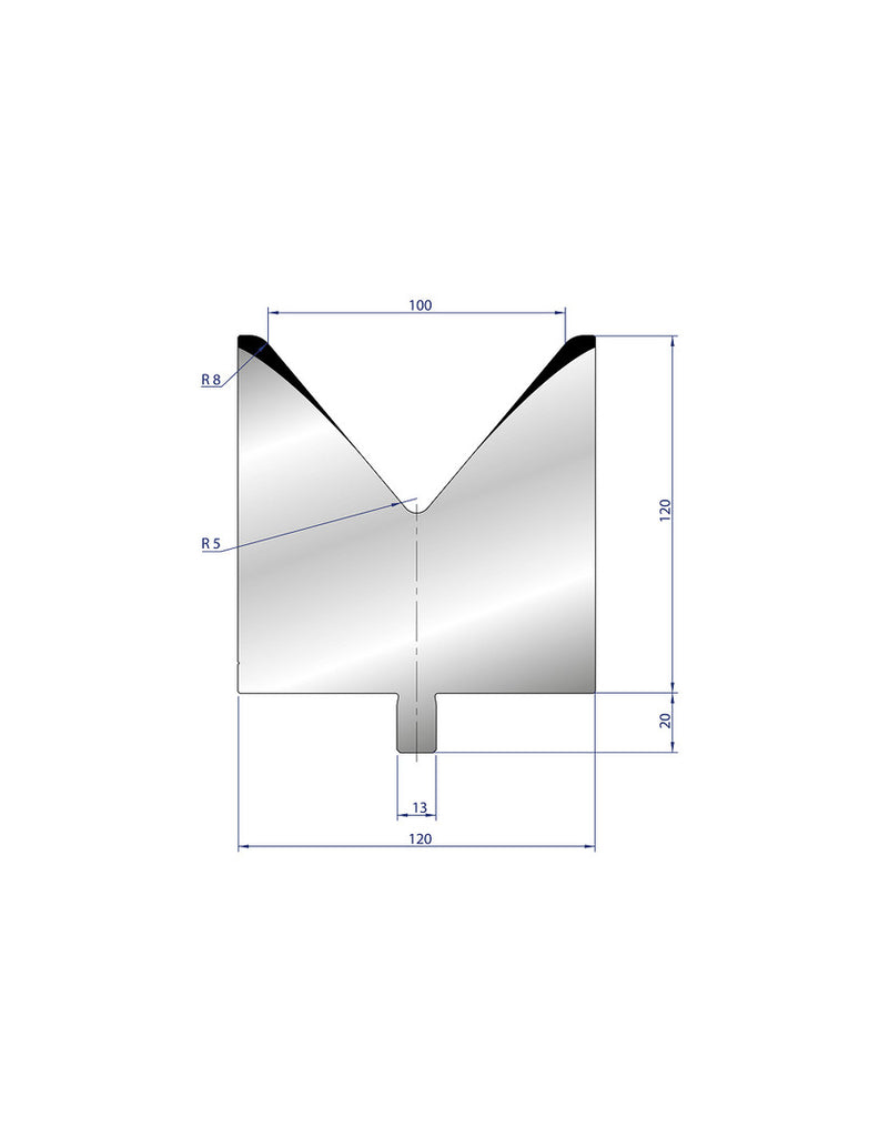 EUROSTAMP Part No. 3223 @ 45mm 80 Degree Single V Die