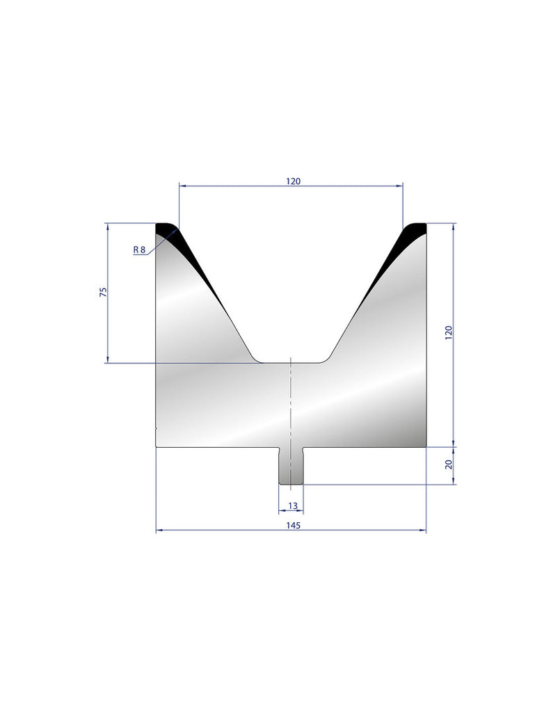 EUROSTAMP Part No. 3224 @ 45mm 60 Degree Single V Die