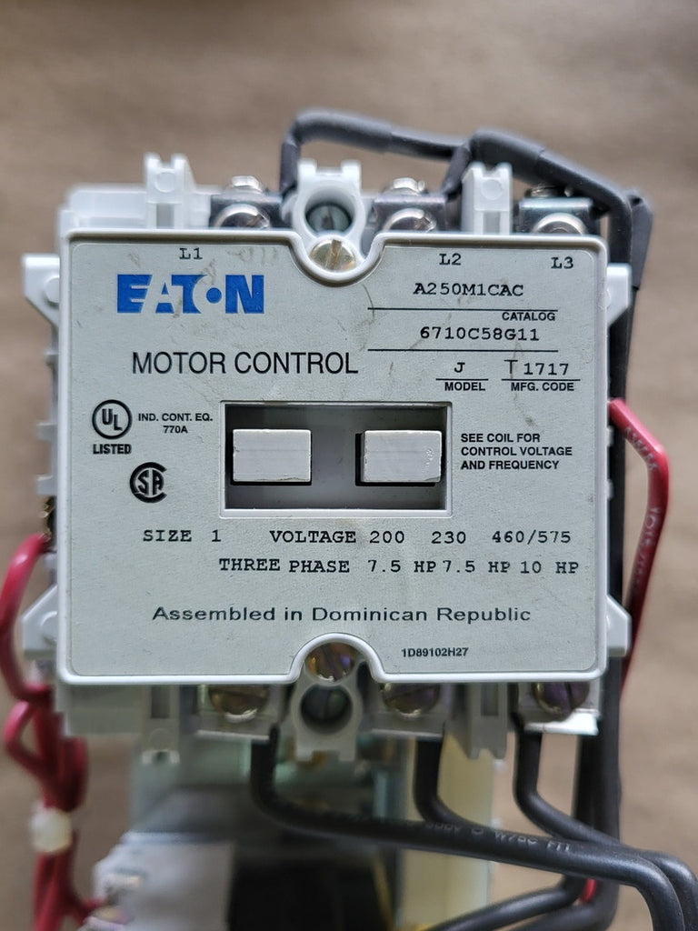 EATON CUTLER-HAMMER 10 hp, NEMA Size 1, 110/120 VAC Coil Motor Starter A250M1CAC