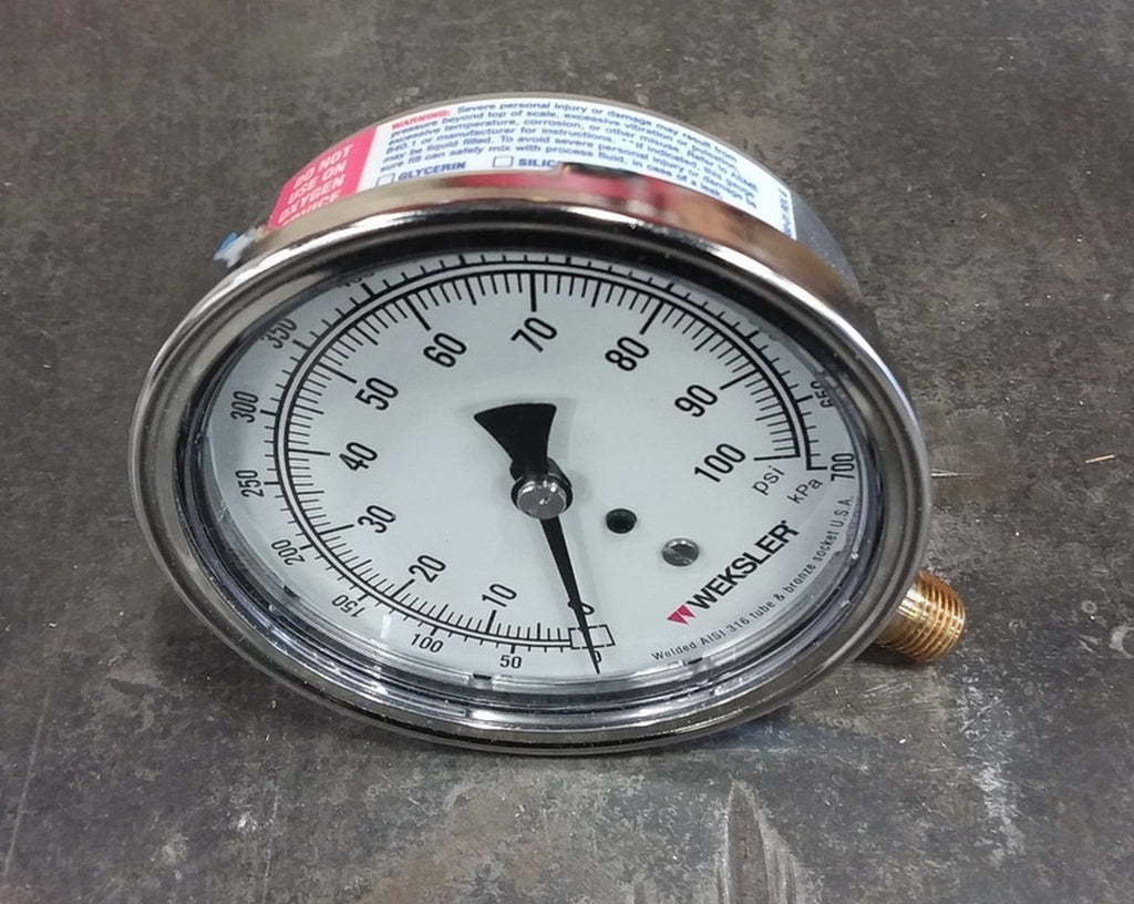 WEKSLER INSTRUMENTS 3-1/2" Industrial Pressure Gauge BA-1-3-Y-LD-4-L-W