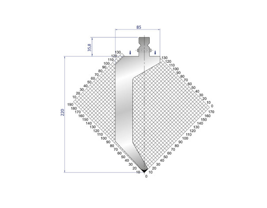 EUROSTAMP Part No. 1294 @ 100mm Right Horn 86 Degree Punch