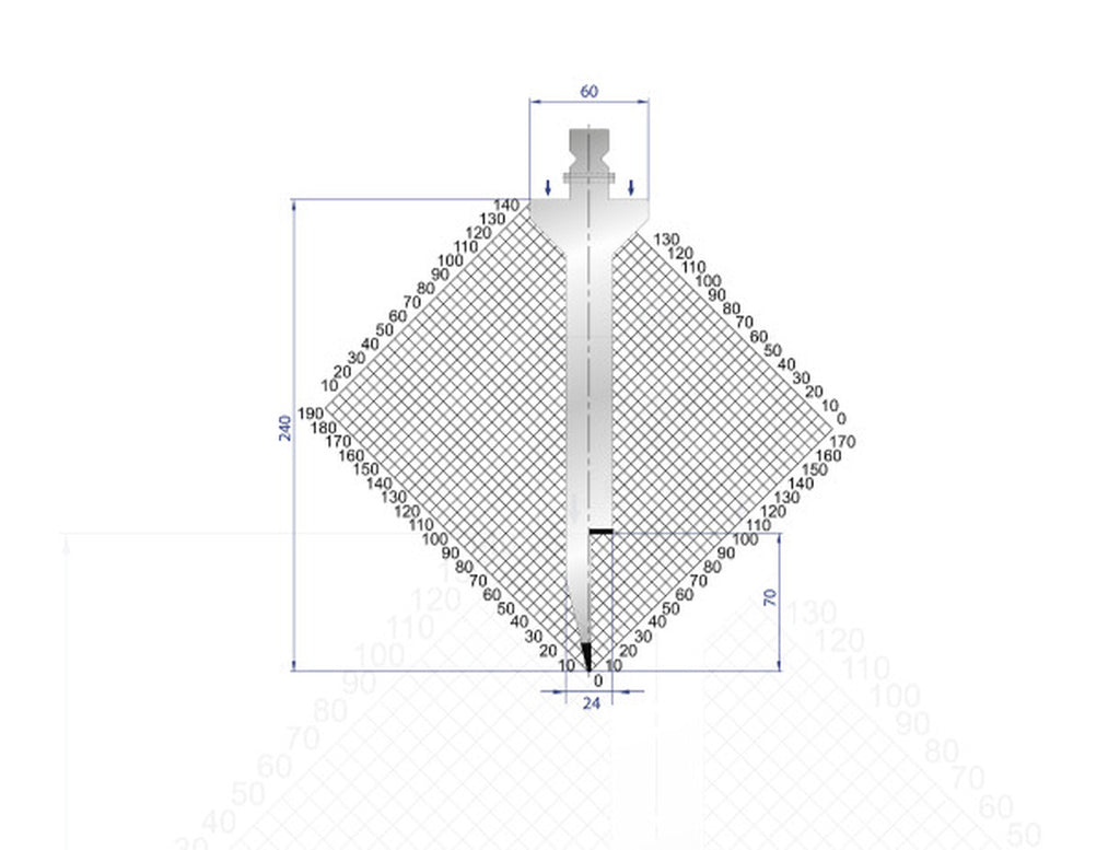 EUROSTAMP Part No. 1295 @ 550mm 28 Degree Hemming Die Straight Punch (Segmented)