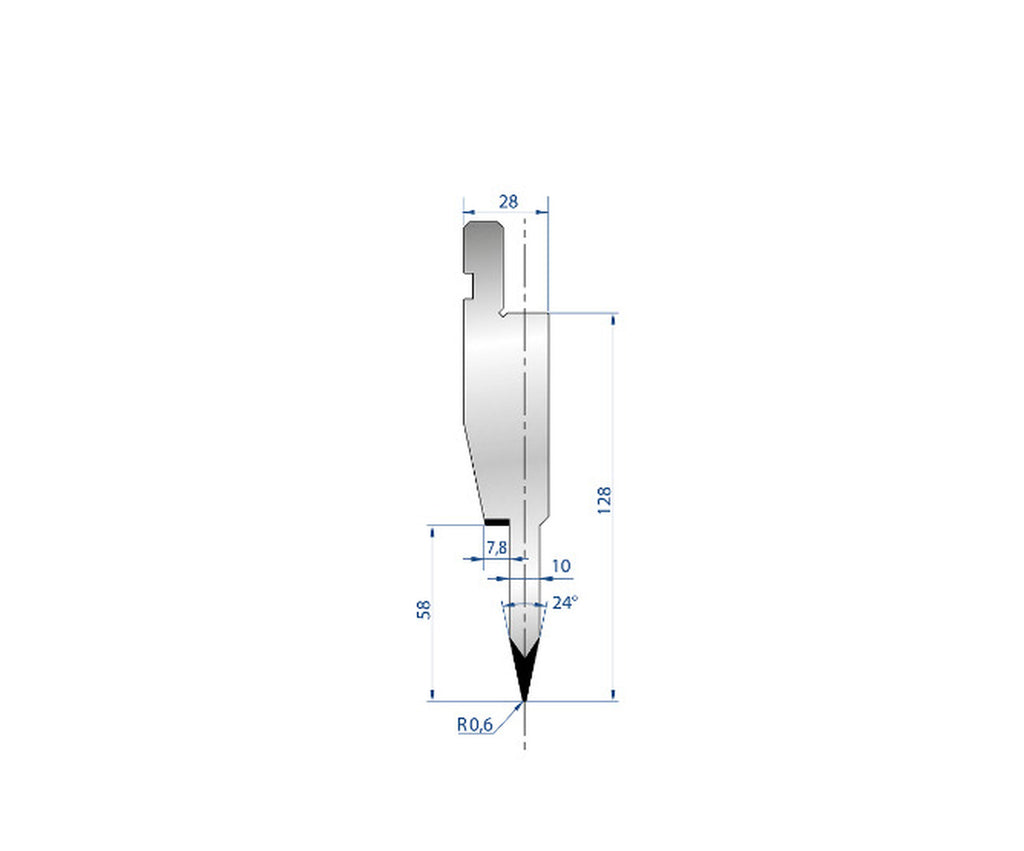 EUROSTAMP Part No. 1196 @ 835mm 24 Degree 10mm Flattening Blade