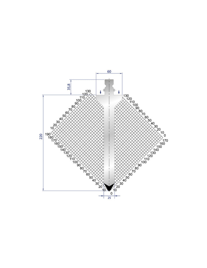 EUROSTAMP Part No. 1303 @ 500mm 60 Degree Punch