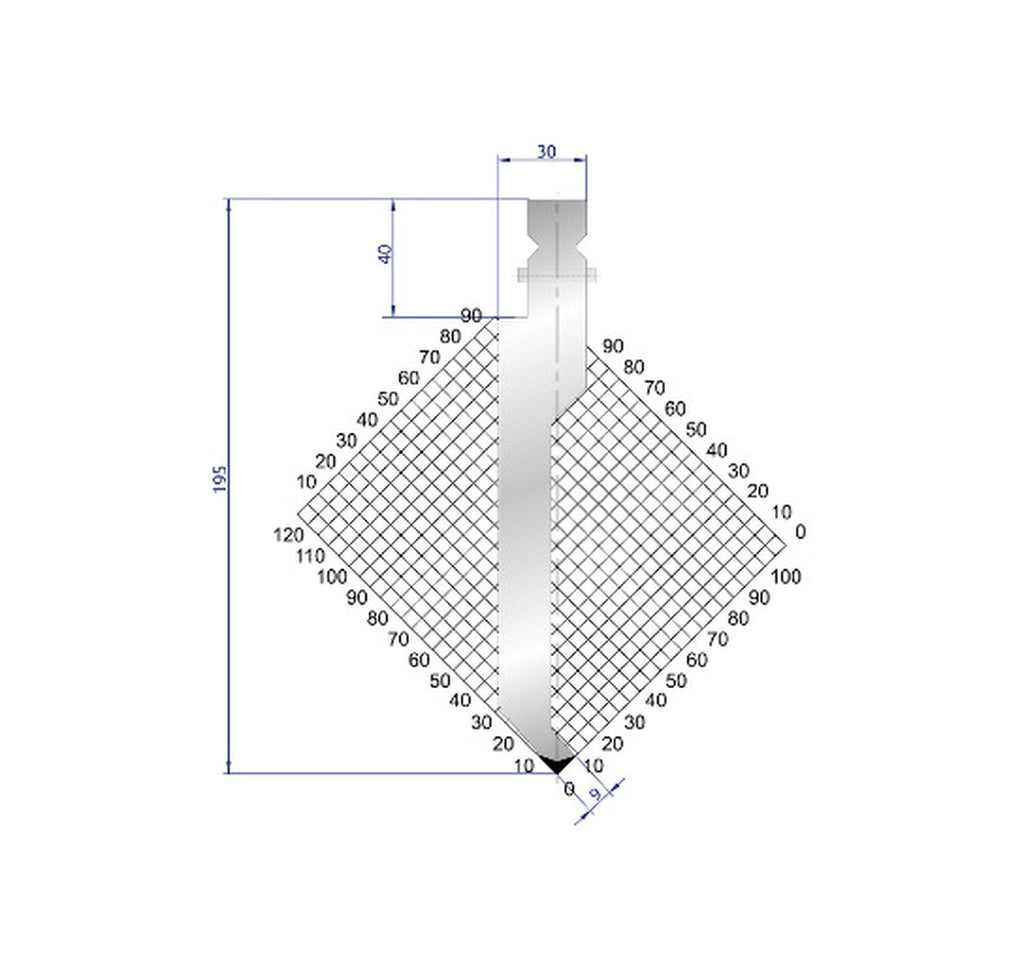 EUROSTAMP Part No. 1235 @ 100mm Right Horn 86 Degree Sash Punch