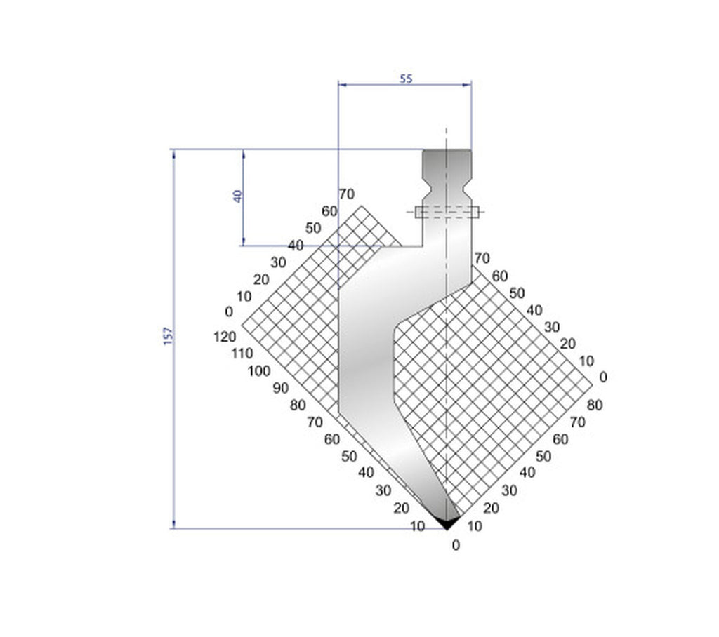 EUROSTAMP Part No. 1314 @ 550mm 86 Degree Gooseneck Punch (Segmented)
