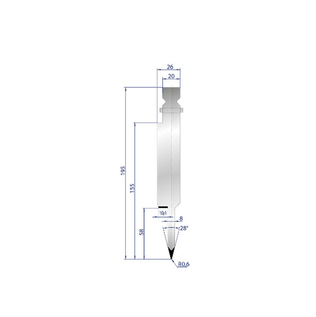 EUROSTAMP Part No. 1249 @ 550mm 28 Degree 8mm Flattening Blade (Segmented)