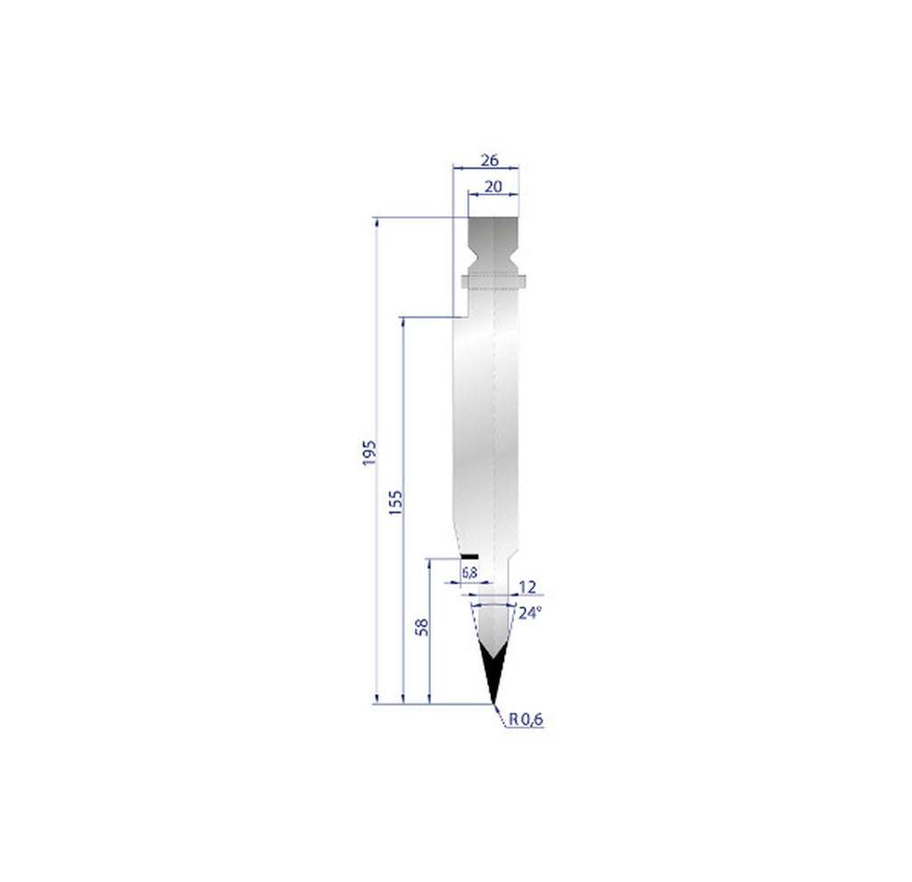 EUROSTAMP Part No. 1251 @ 500mm 24 Degree 12mm Flattening Blade 