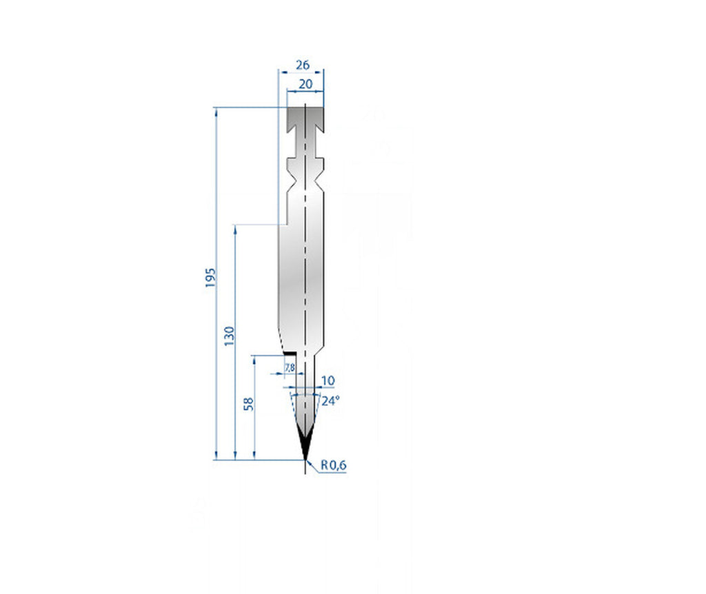 EUROSTAMP Part No. 1253 @ 500mm 24 Degree 10mm Flattening Blade