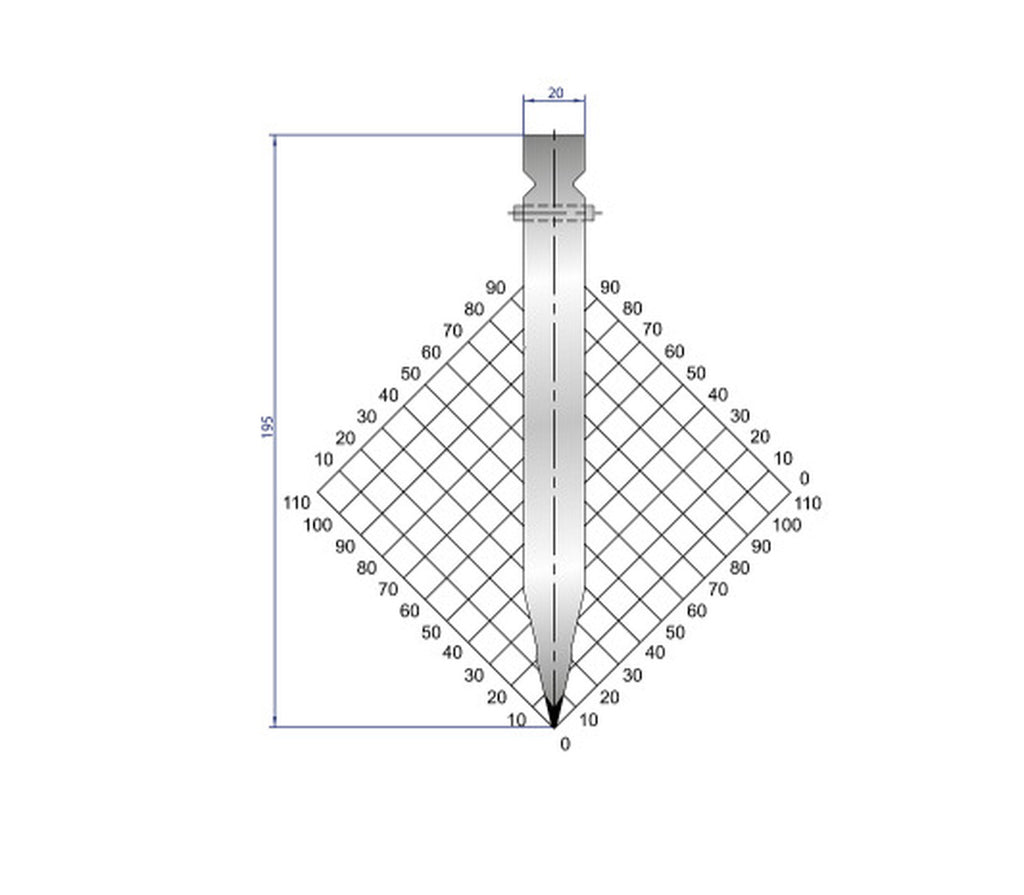 EUROSTAMP Part No. 1316 @ 100mm Right Horn 26 Degree Straight Punch