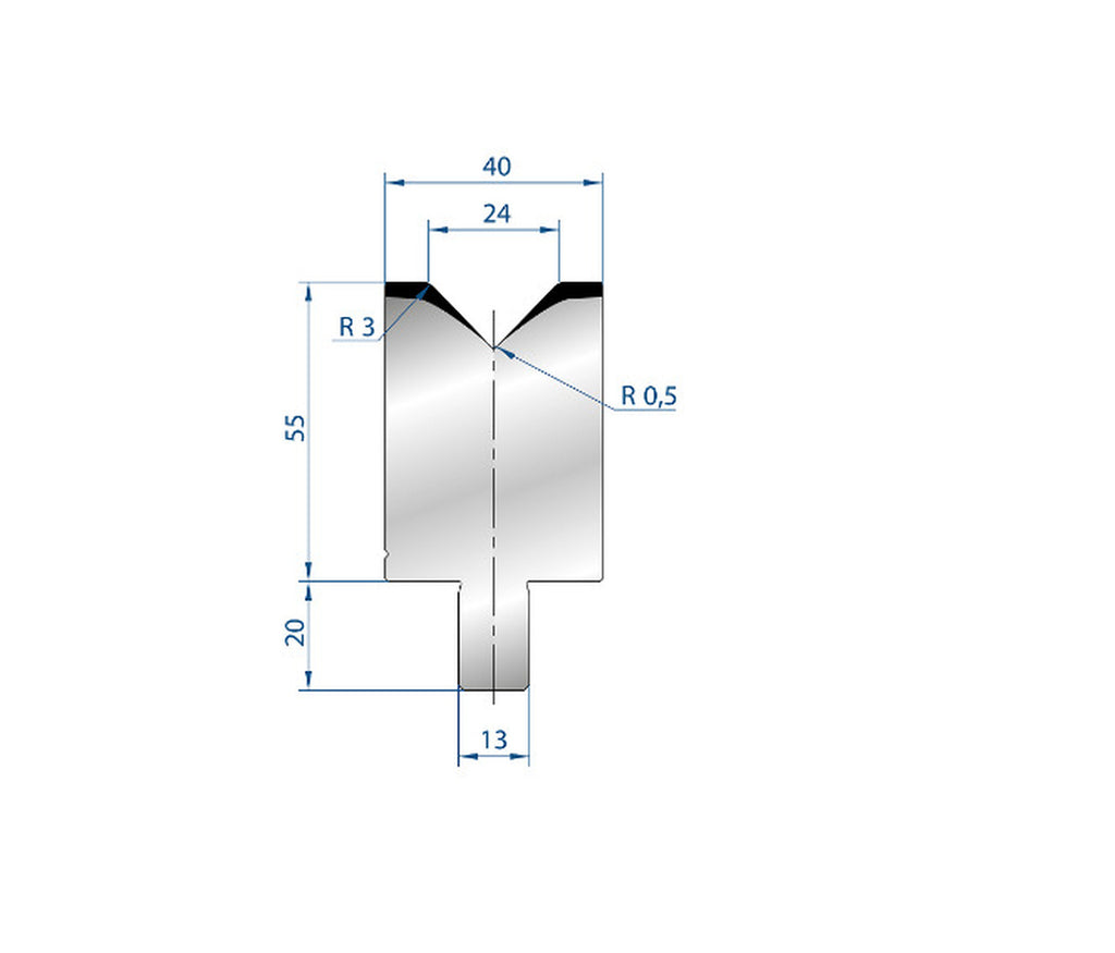 EUROSTAMP Part No. 3110 @ 100mm 88 Degree Single V Die