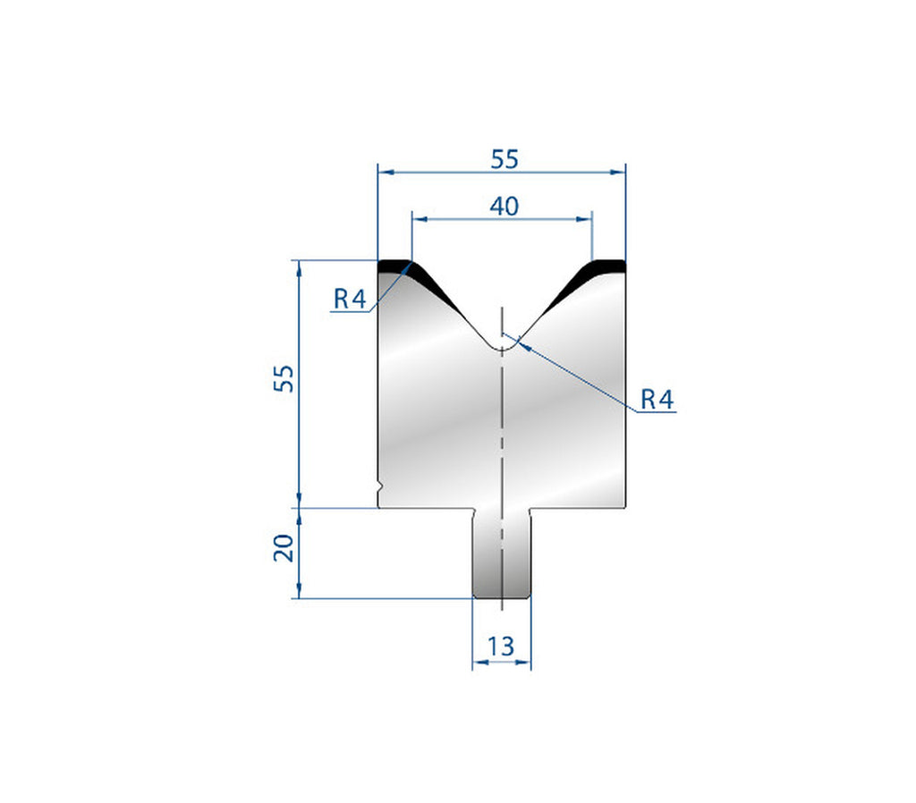 EUROSTAMP Part No. 3112 @ 100mm 85 Degree Single V Die