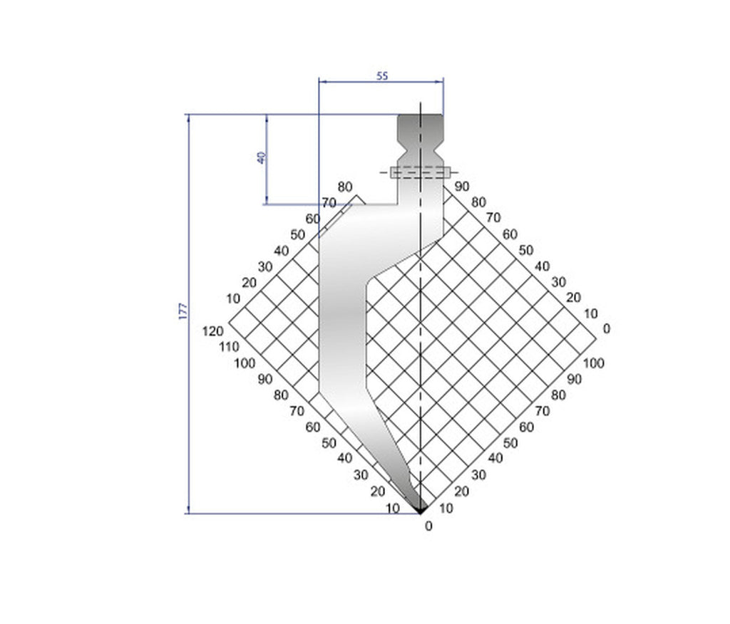 EUROSTAMP Part No. 1319 @ 50mm 80 Degree Gooseneck Punch
