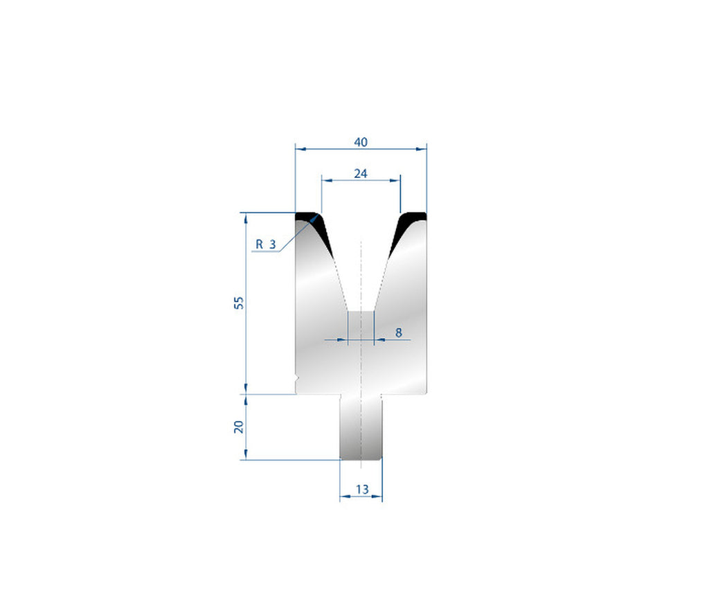 EUROSTAMP Part No. 3121 @ 100mm 30 Degree Single V Die
