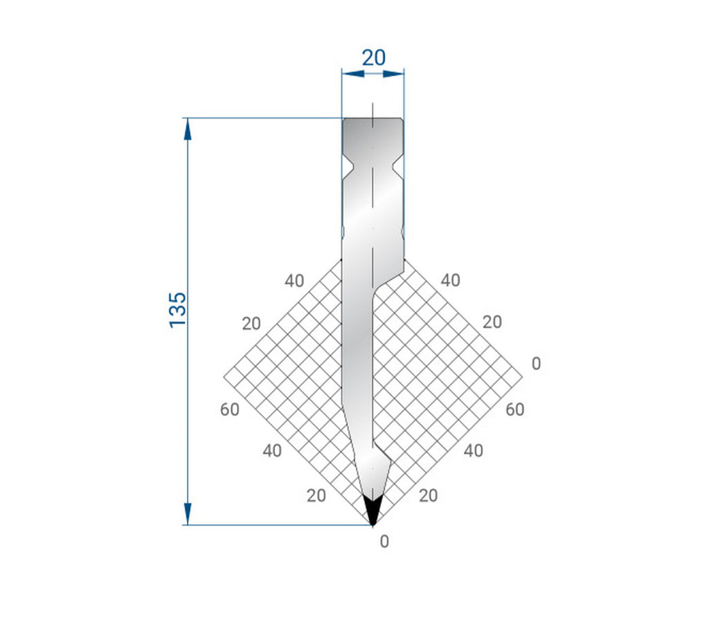 EUROSTAMP Part No. 1325 @ 515mm 28 Degree Straight, Relieved Punch