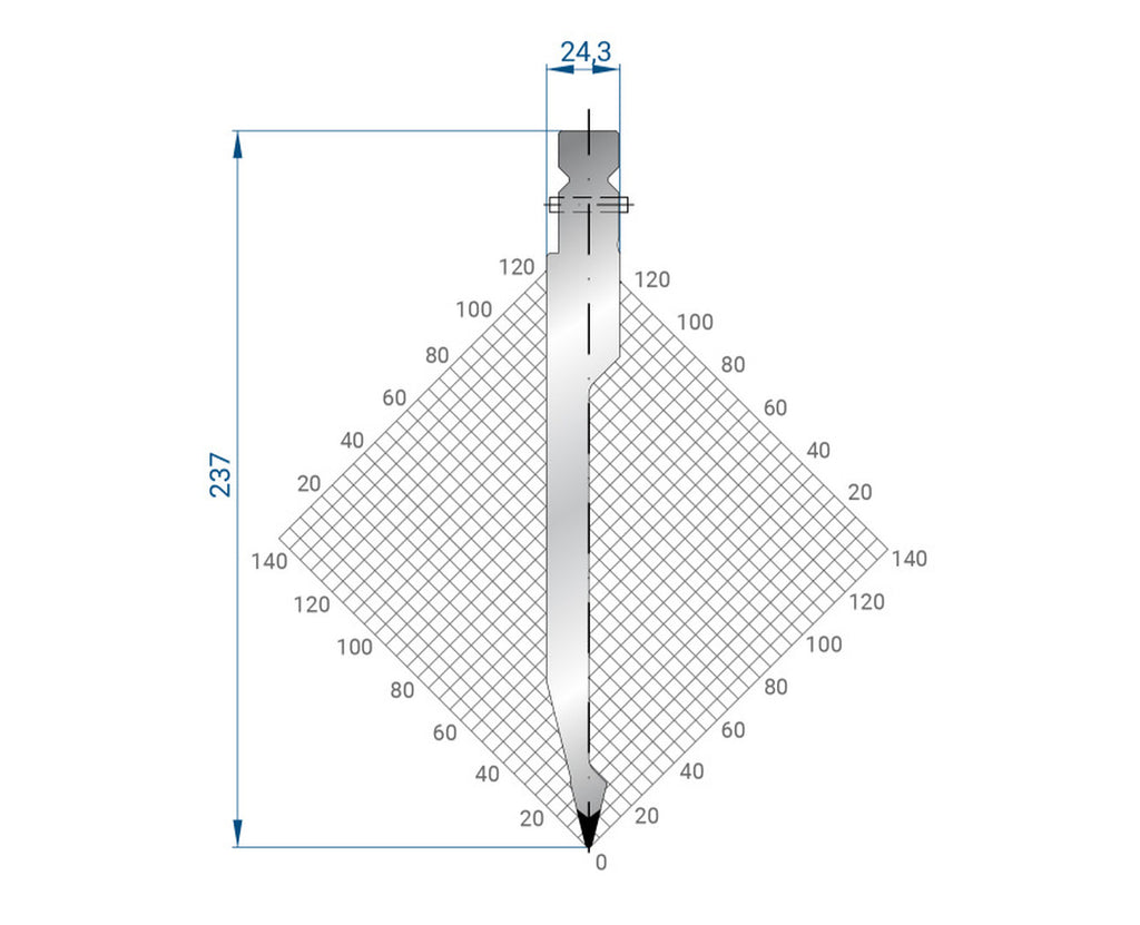 EUROSTAMP Part No. 1327 @ 100mm 28 Degree Straight, Relieved Punch