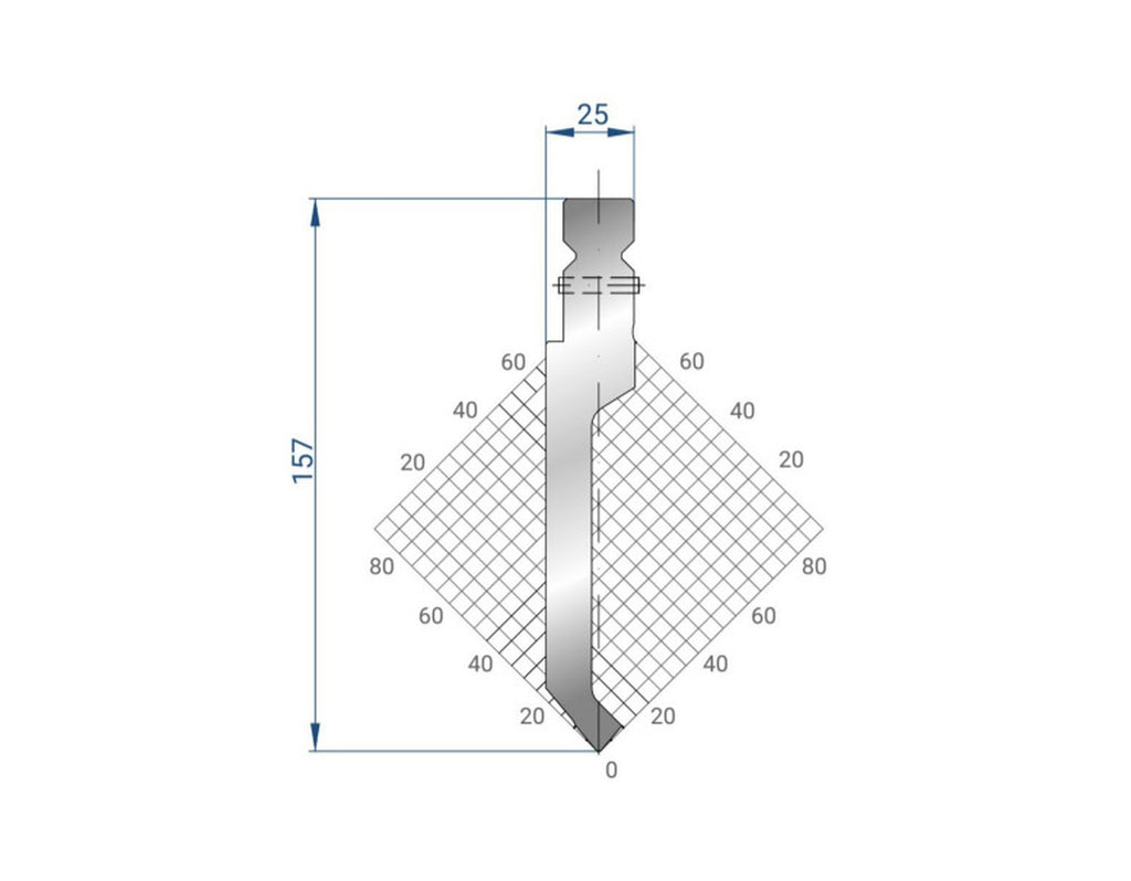 EUROSTAMP Part No. 1329 @ 200mm 80 Degree Straight, Relieved Punch