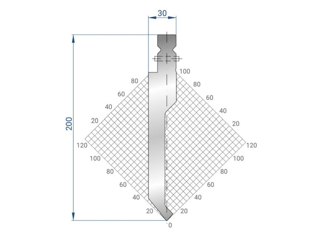 EUROSTAMP Part No. 1330 @ 200mm 80 Degree Straight, Relieved Punch