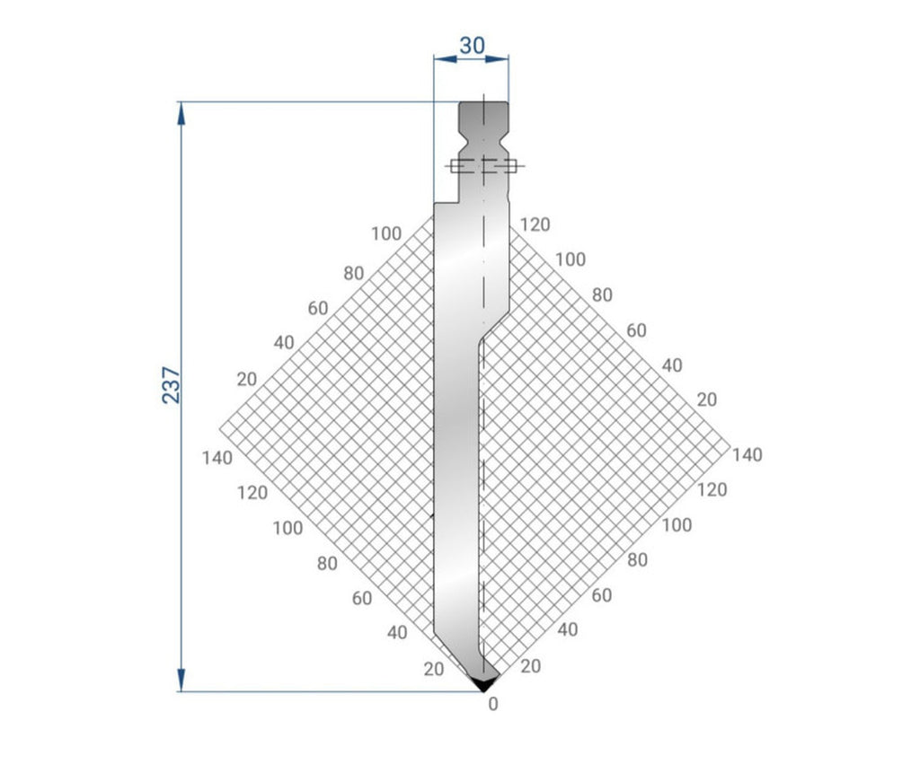 EUROSTAMP Part No. 1331 @ 100mm 80 Degree Straight, Relieved Punch  