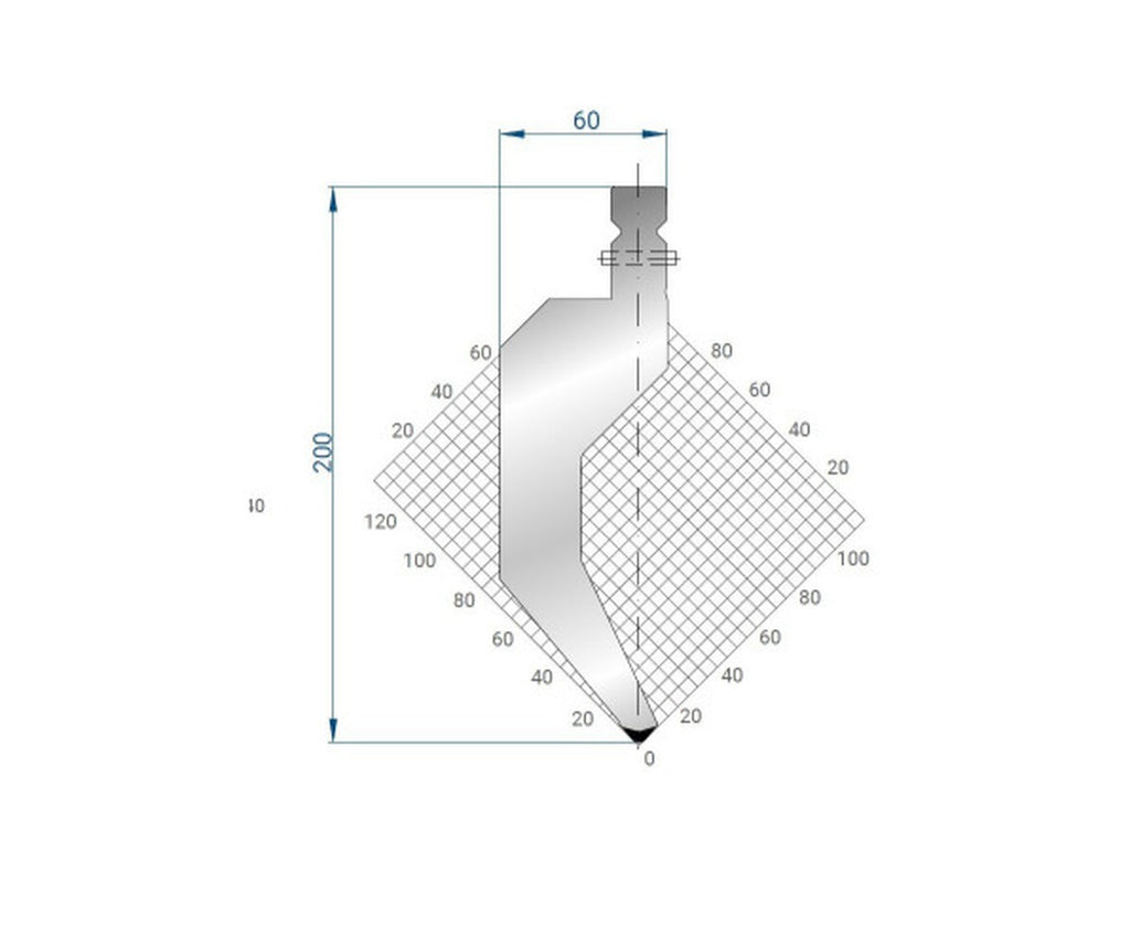 EUROSTAMP Part No. 1332 @ 200mm 80 Degree Straight, Relieved Punch