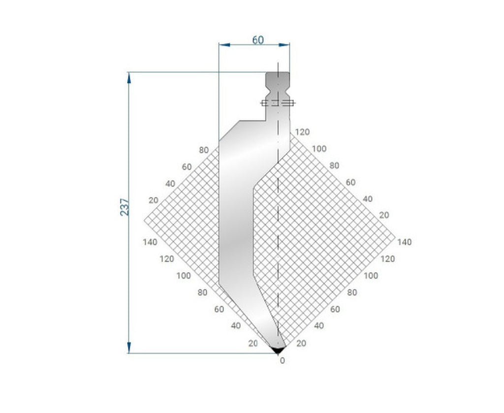 EUROSTAMP Part No. 1333 @ 100mm 80 Degree Straight, Relieved Punch