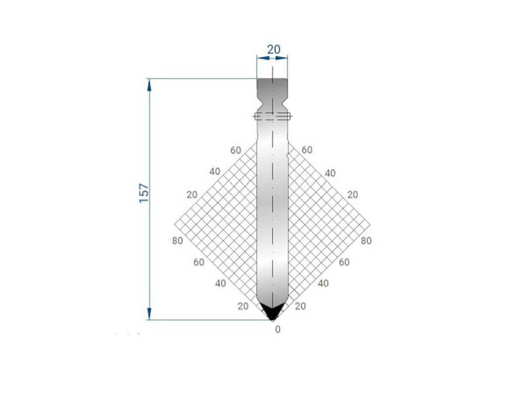 EUROSTAMP Part No. 1334 @ 100mm 60 Degree Straight, Relieved Punch