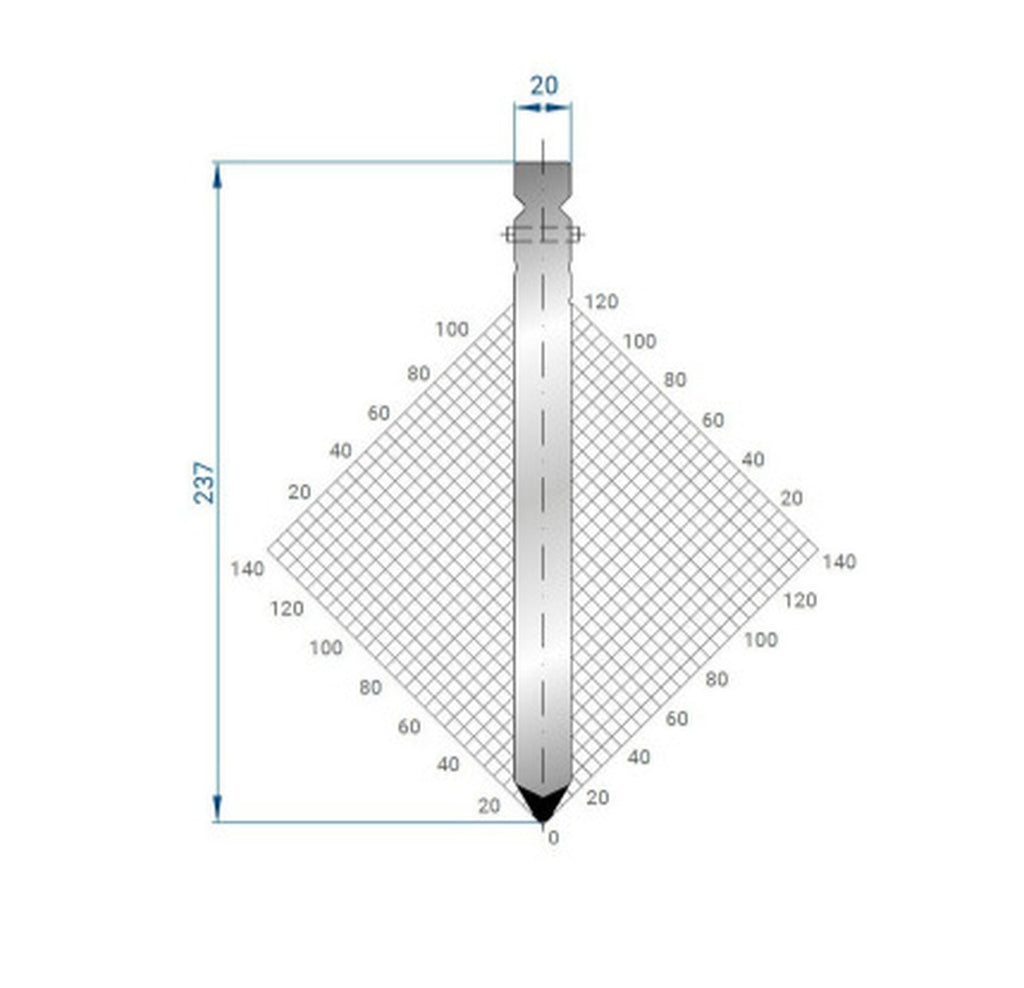 EUROSTAMP Part No. 1336 @ 100mm 60 Degree Straight, Relieved Punch