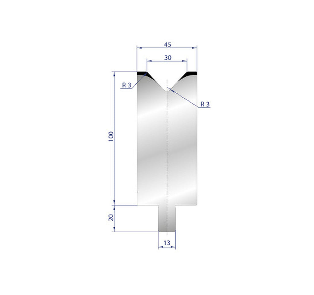 EUROSTAMP Part No. 3130 @ 100mm 86 Degree Single V Die